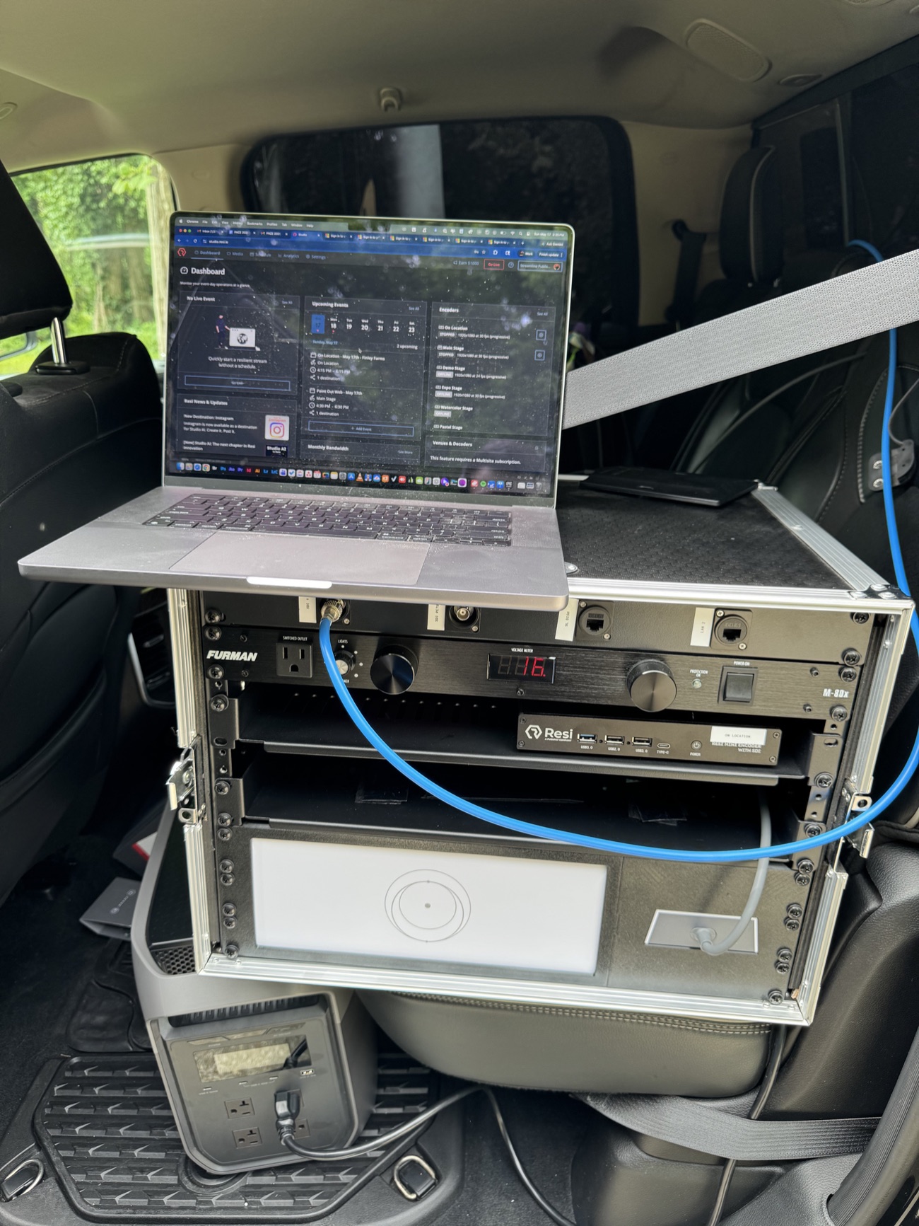 A mobile Resi encoder system streaming an on-location PACE segment from a vehicle